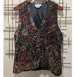 VTG Tres Paquette Velvet Brocade Tapestry Vest Baroque Women's Sz M Maximalist